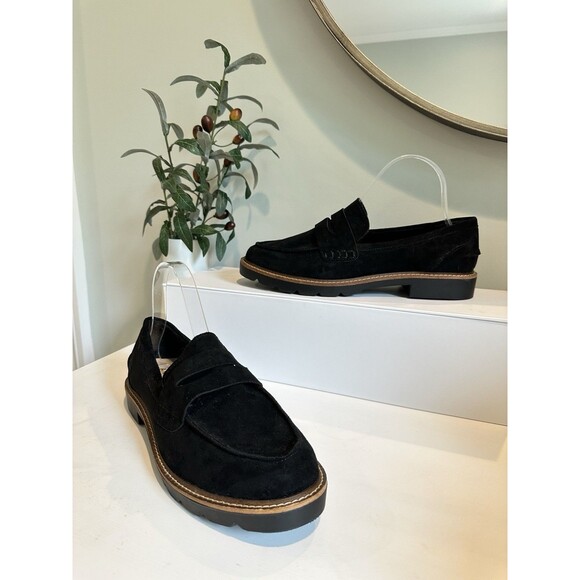 Anne Klein Shoes - Anne Klein Beverly Black Suede Lug Sole Penny Loafers iFlex Women’s Size 7.5W
